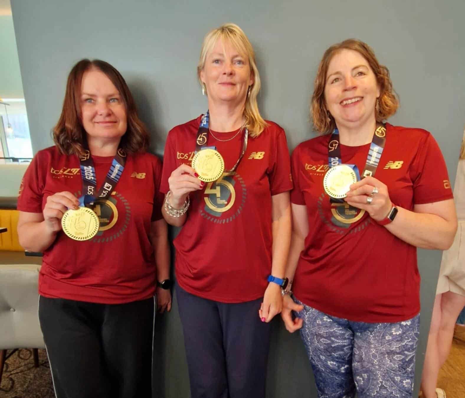 London Marathon 2025 Anya, Dawn and Kat