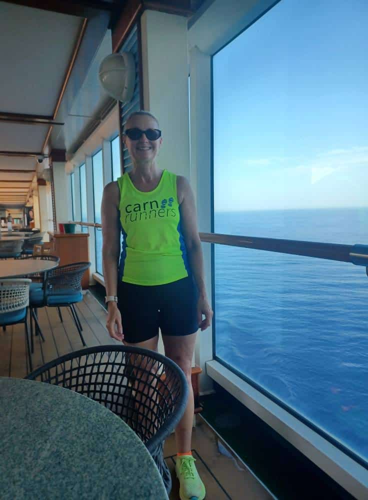 Claire running on cruise ship
