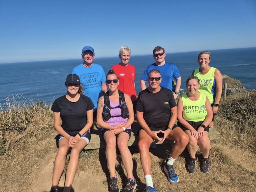 Carn Runners weekend social group running along the coastal path near Hell’s Mouth in Cornwall