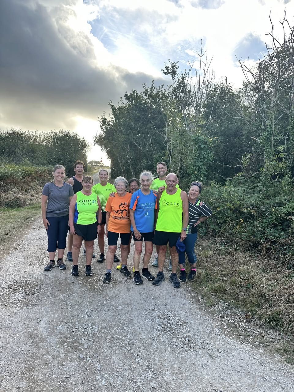 Carn Runners Friday night group enjoying a 6-mile run together in Cornwall