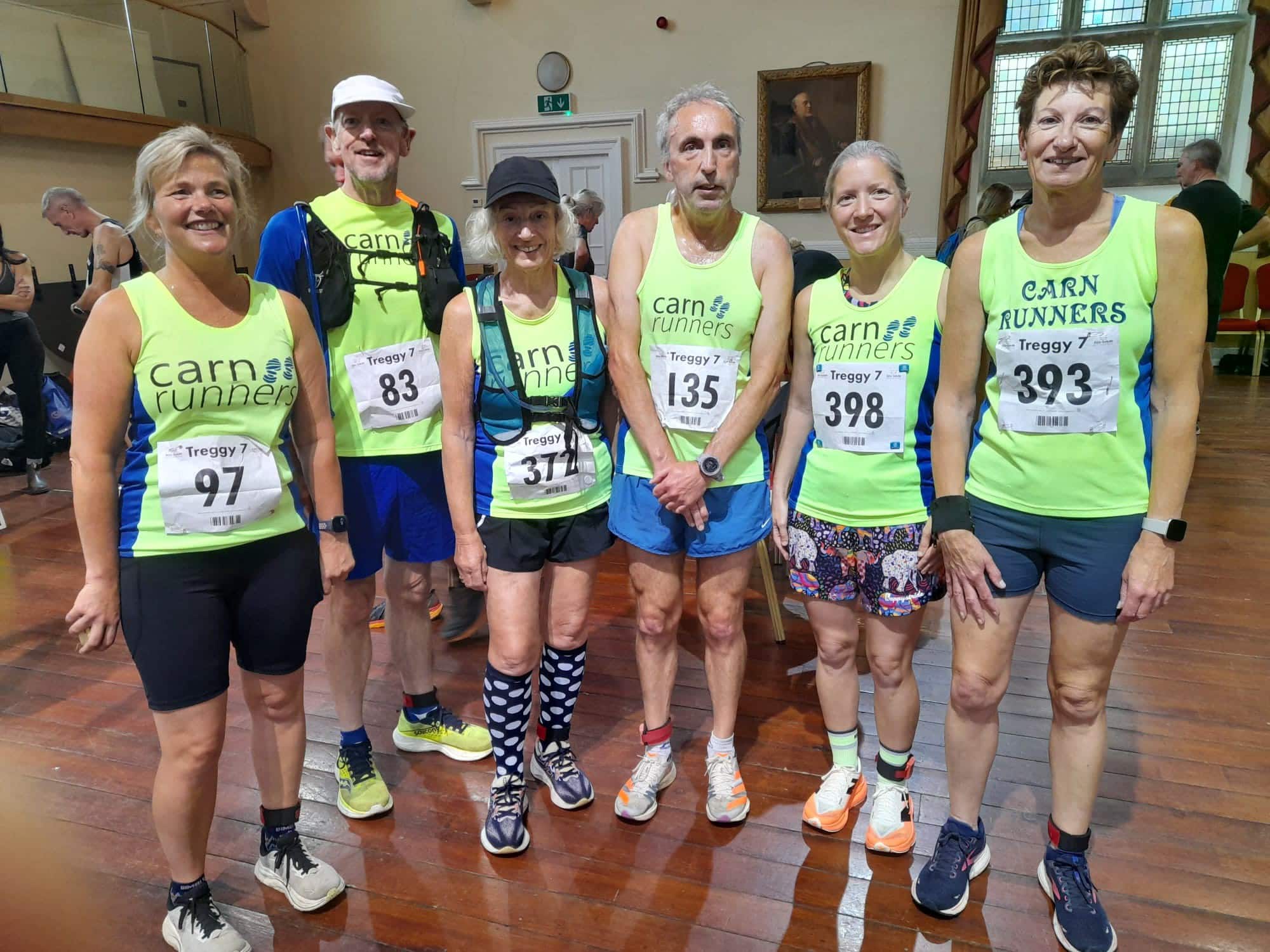 Carn Runners team at the Treggy 7 race in Launceston, Cornwall