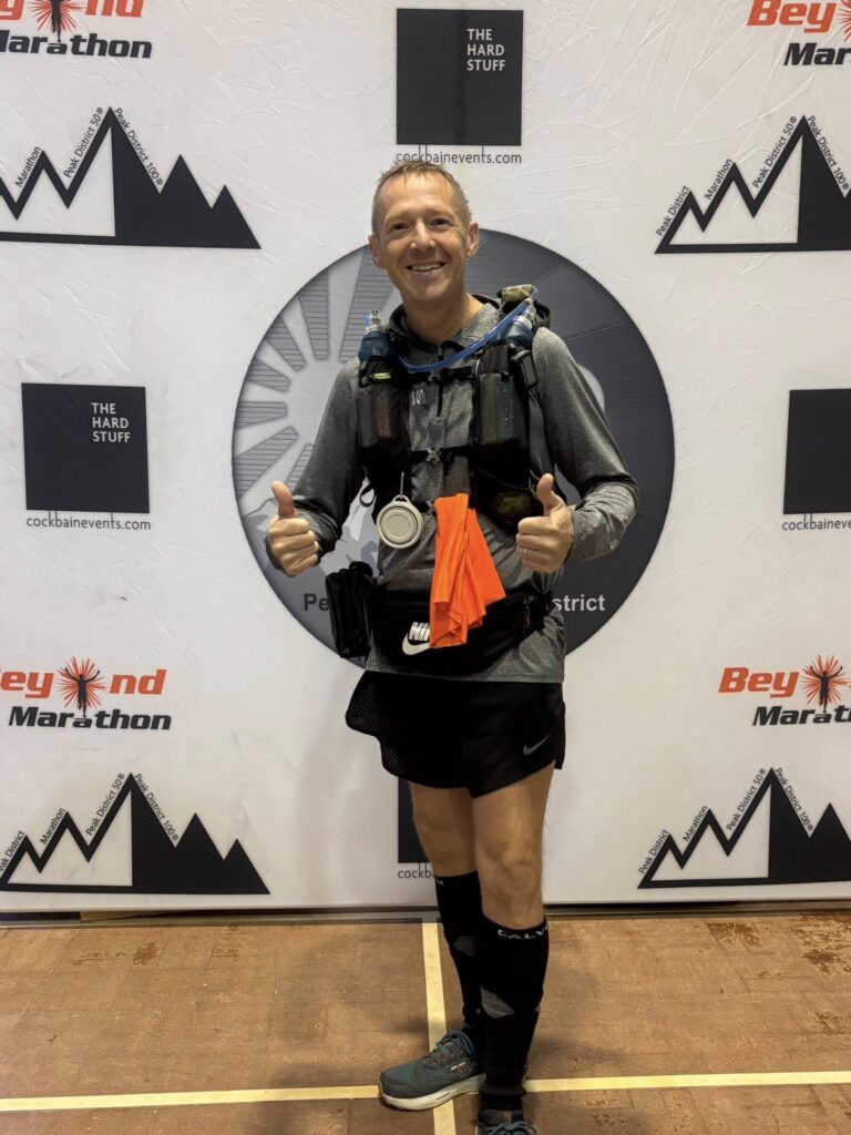 Steve running in the Peak District 100-mile ultramarathon