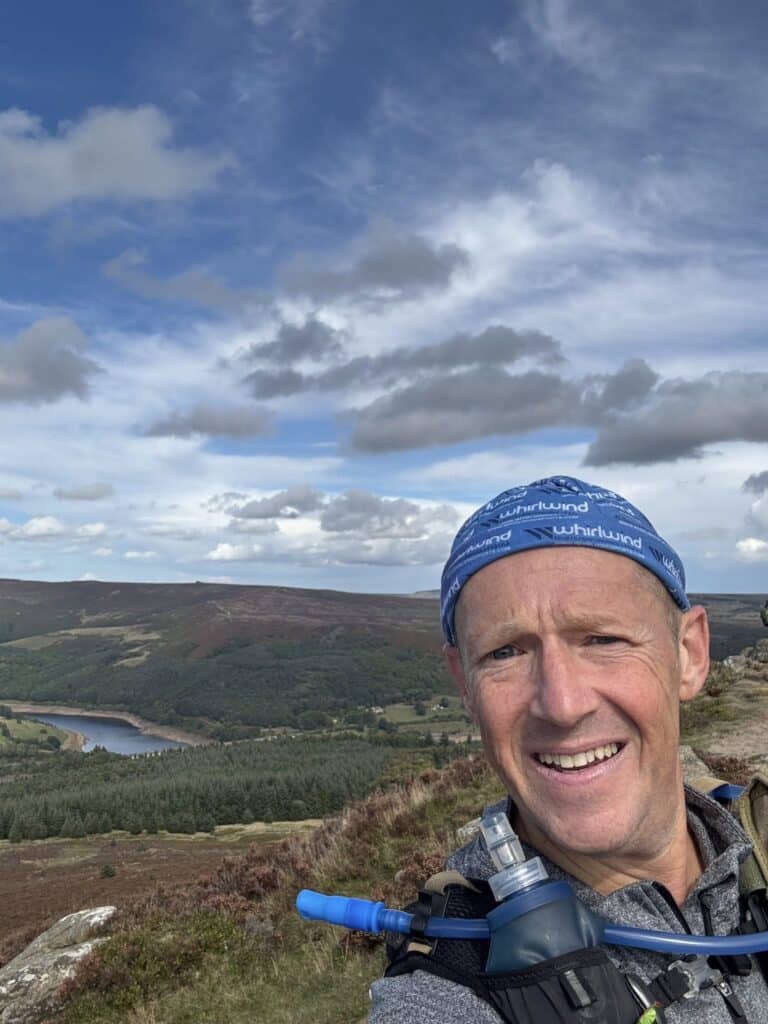Steve running in the Peak District 100-mile ultramarathon