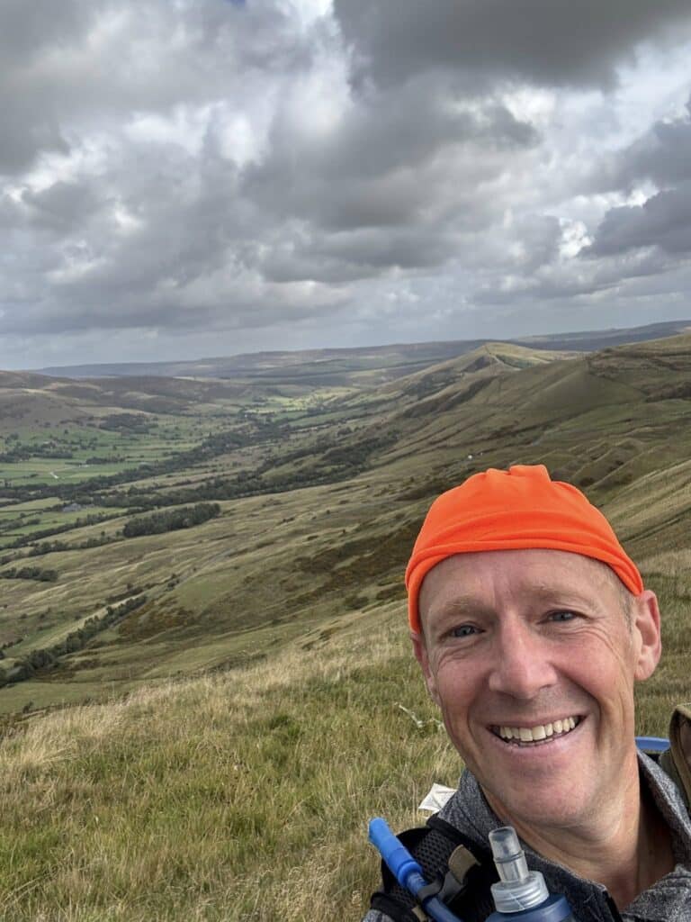 Steve running in the Peak District 100-mile ultramarathon