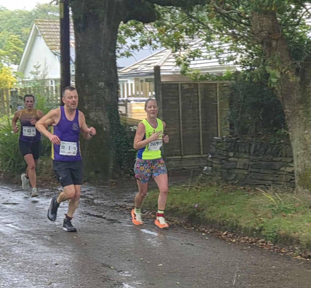 Carn Runners team at the Truro Half Marathon finish line in Cornwall
