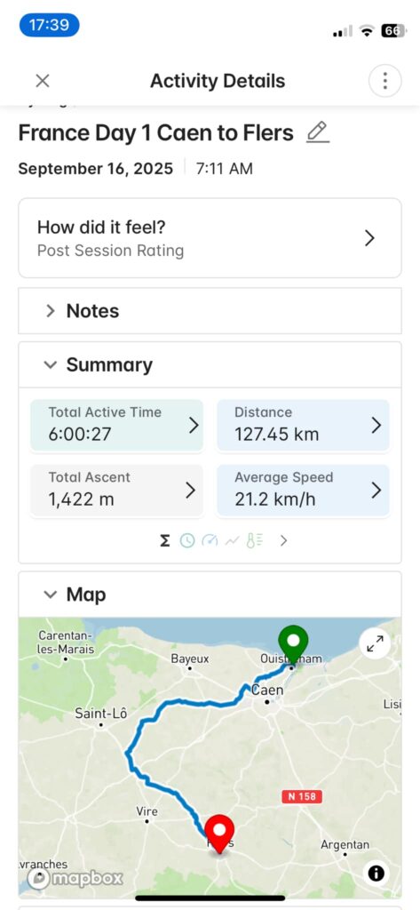 Janet cycling in Normandy on her charity ride