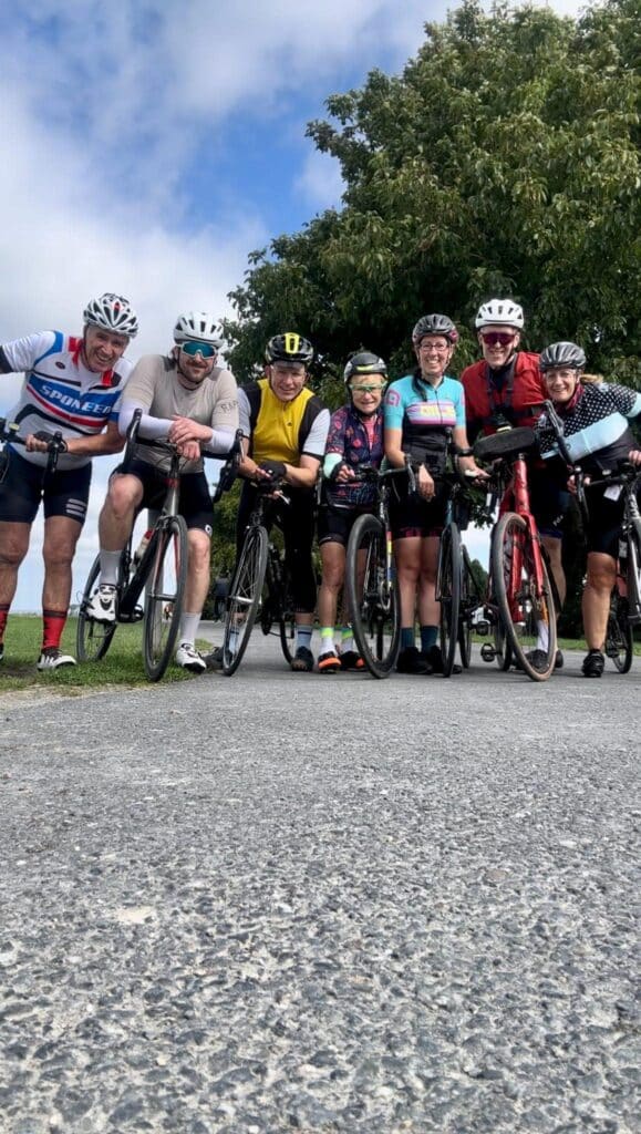 Janet cycling in Normandy on her charity ride