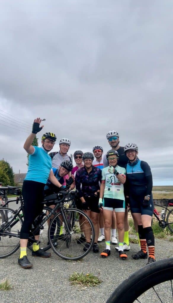 Janet cycling in Normandy on her charity ride