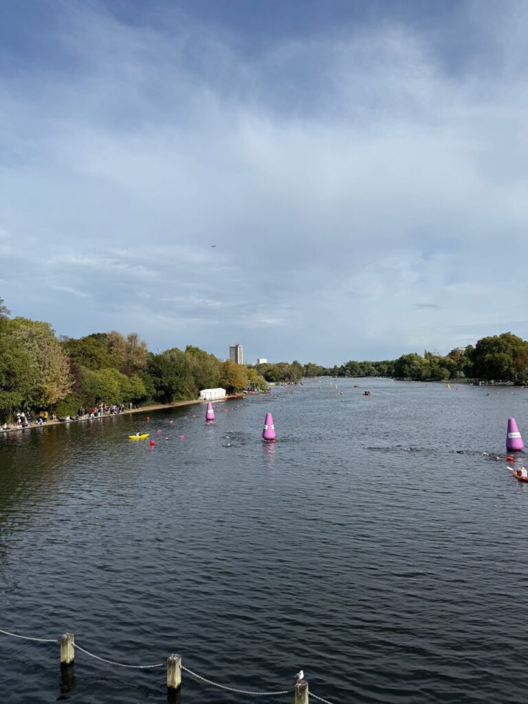 Ali, Sarah and Judy at Swim Serpentine 2-mile open water swim in London