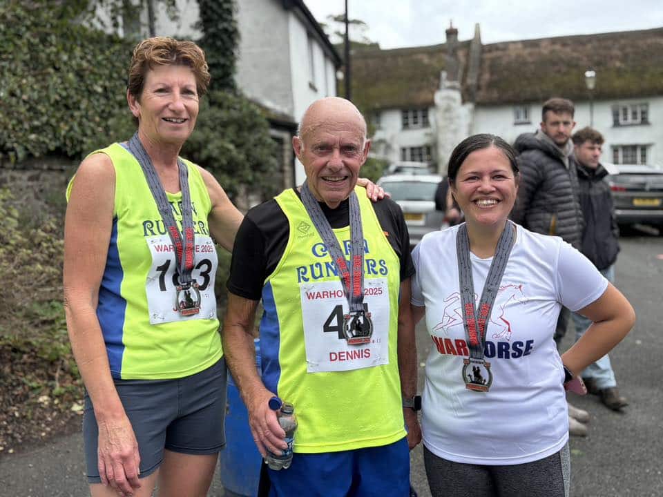 Carn Runners at the Warhorse 10K finish line in Cornwall