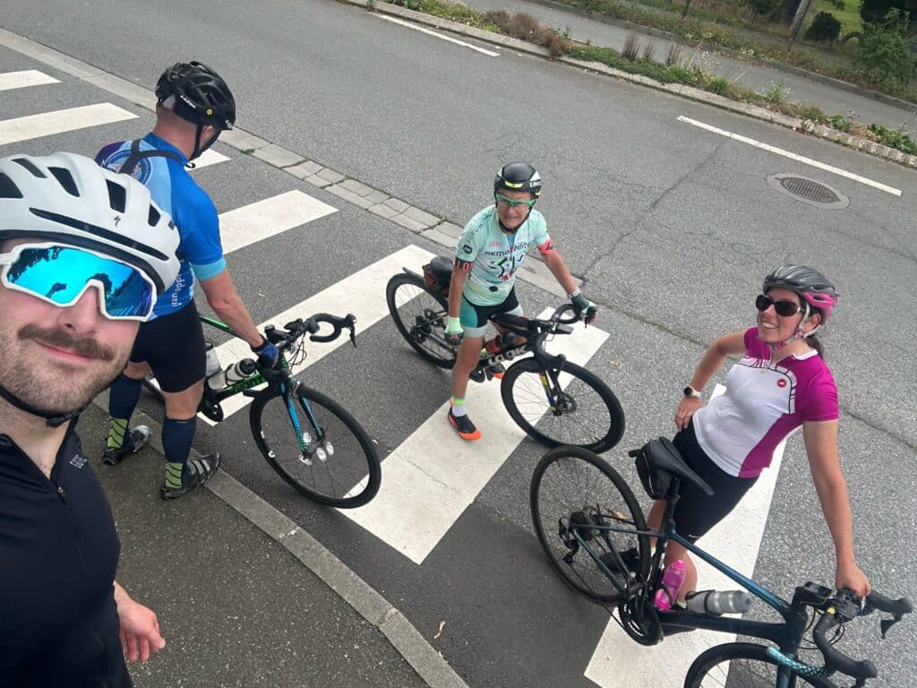 Janet cycling in Normandy on her charity ride