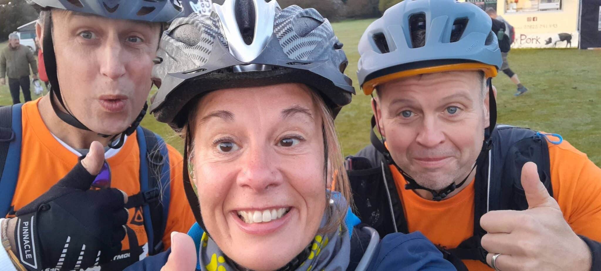 Linda and Lee with their medals after completing the Tour de Moor