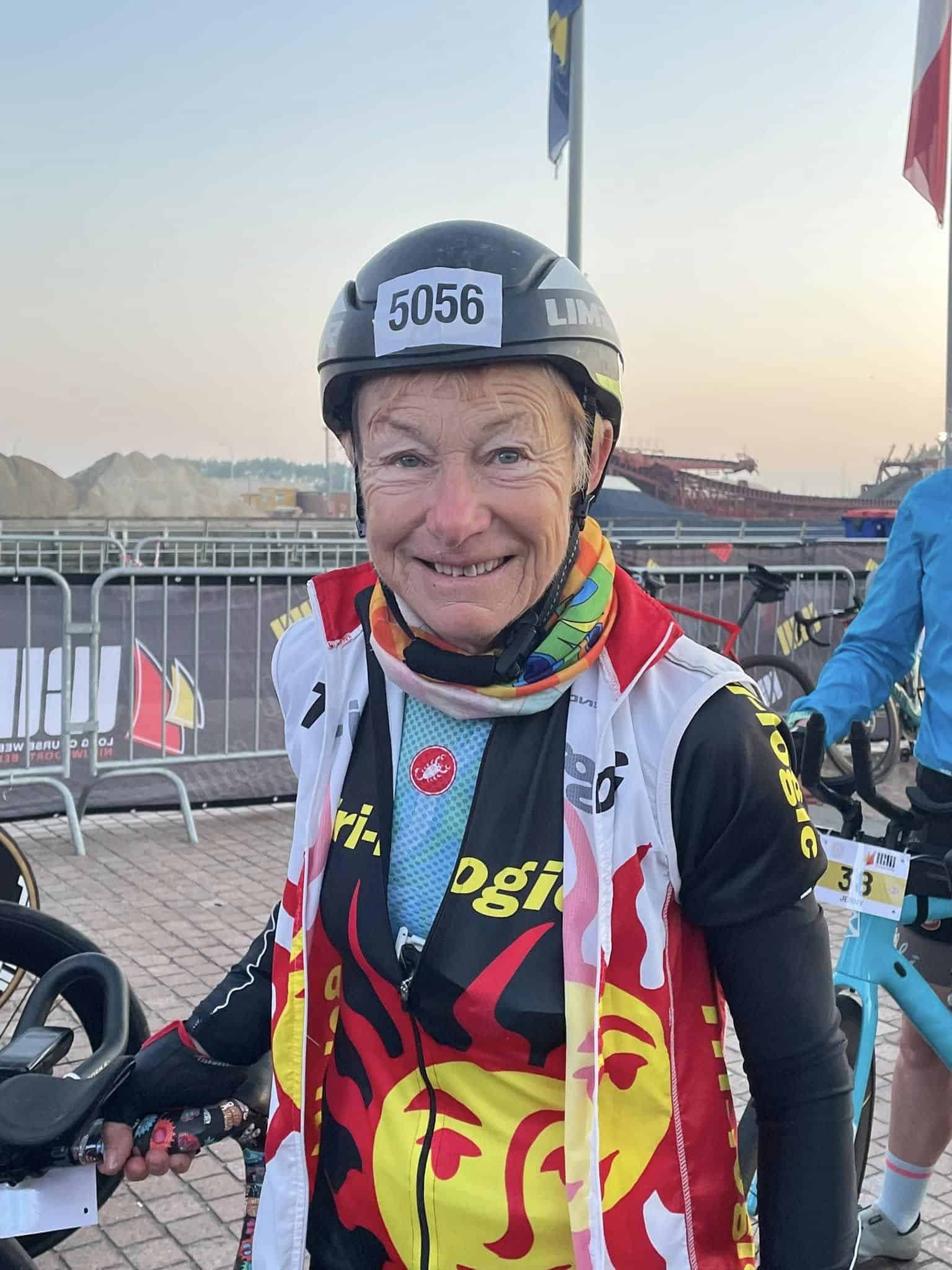 Janet competing in the Long Course Weekend Belgium triathlon and enjoying Belgian food