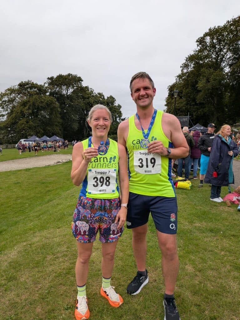 Carn Runners team at the Treggy 7 race in Launceston, Cornwall