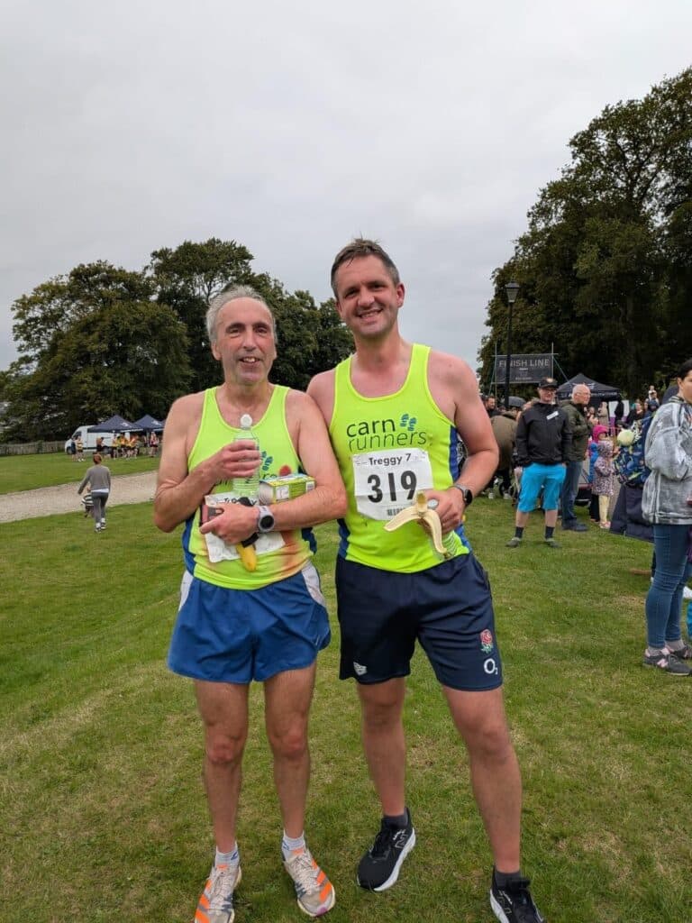 Carn Runners team at the Treggy 7 race in Launceston, Cornwall