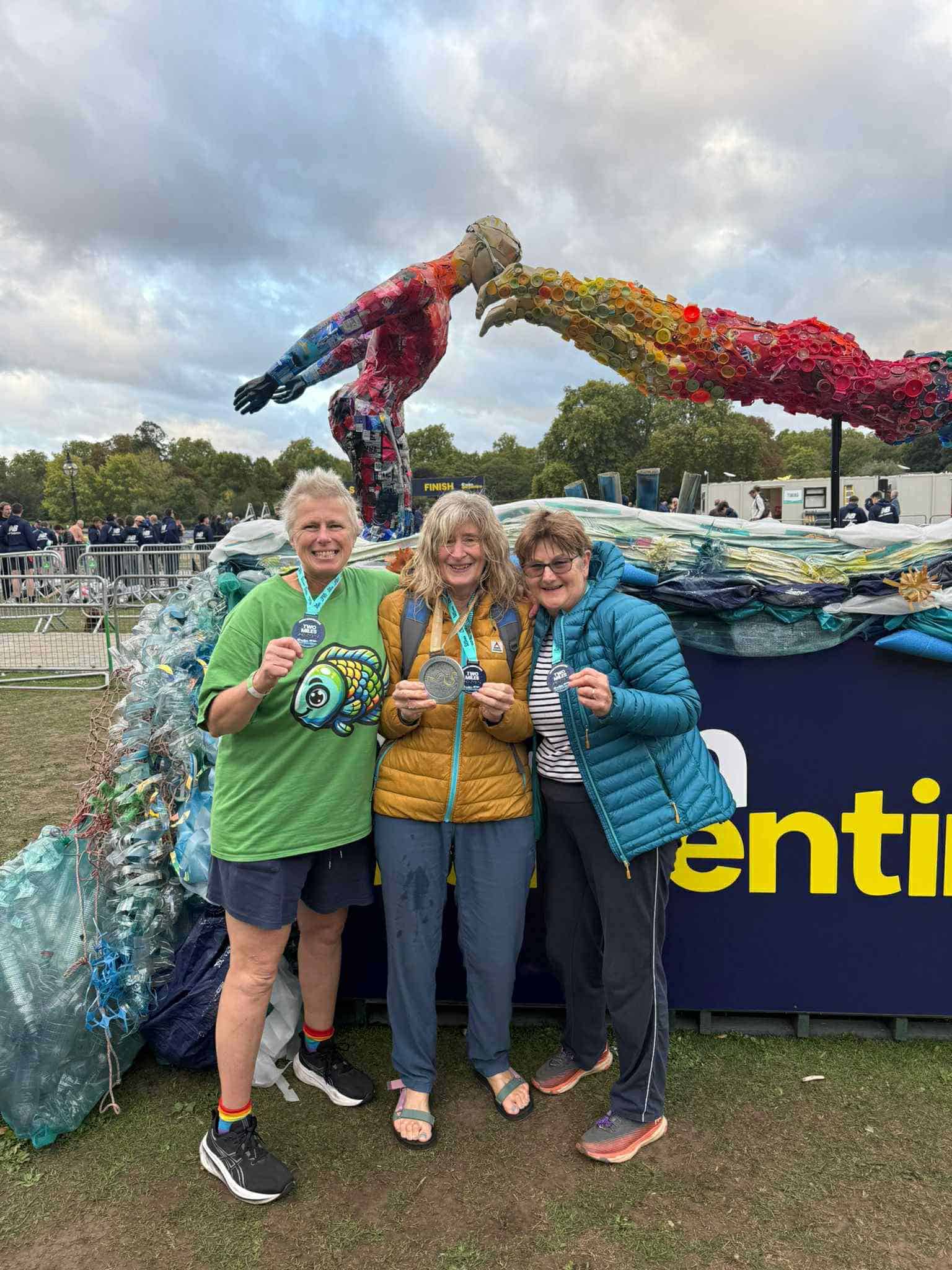 Ali, Sarah and Judy at Swim Serpentine 2-mile open water swim in London