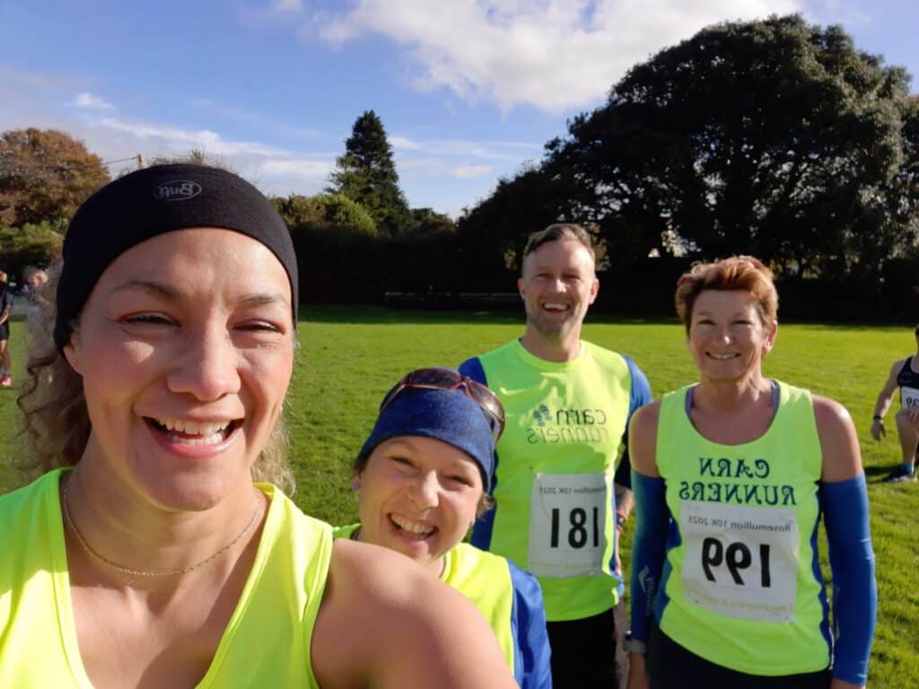 Carn Runners at the Rosemullion 10K finish line in Mawnan Smith
