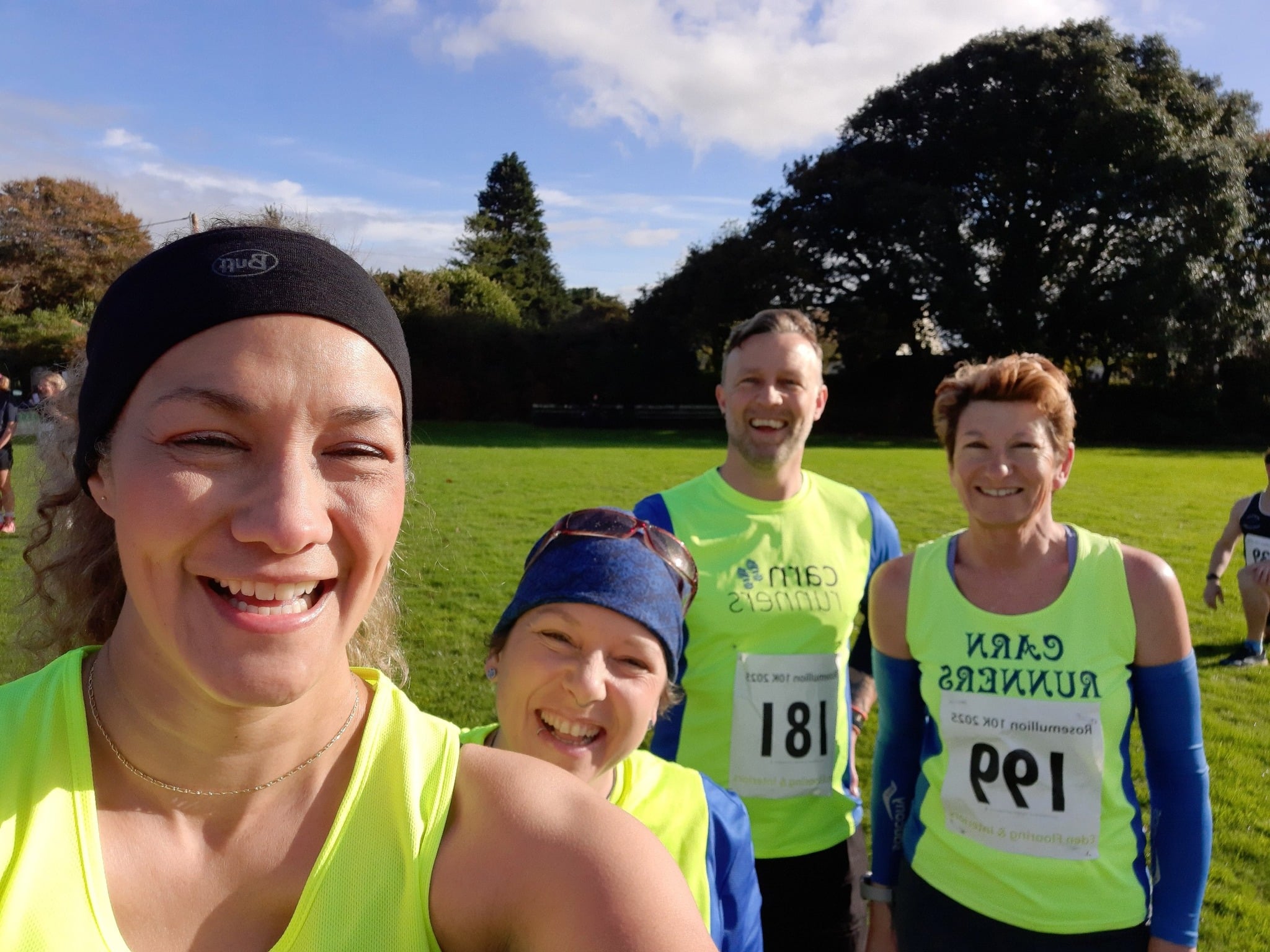 Carn Runners at the Rosemullion 10K finish line in Mawnan Smith