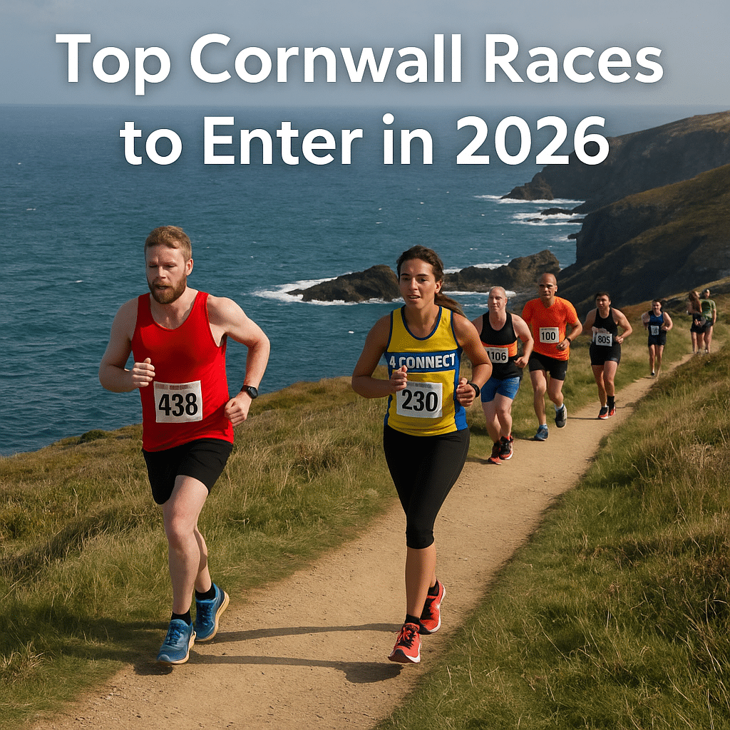 Runners on a Cornish coastal path during a race