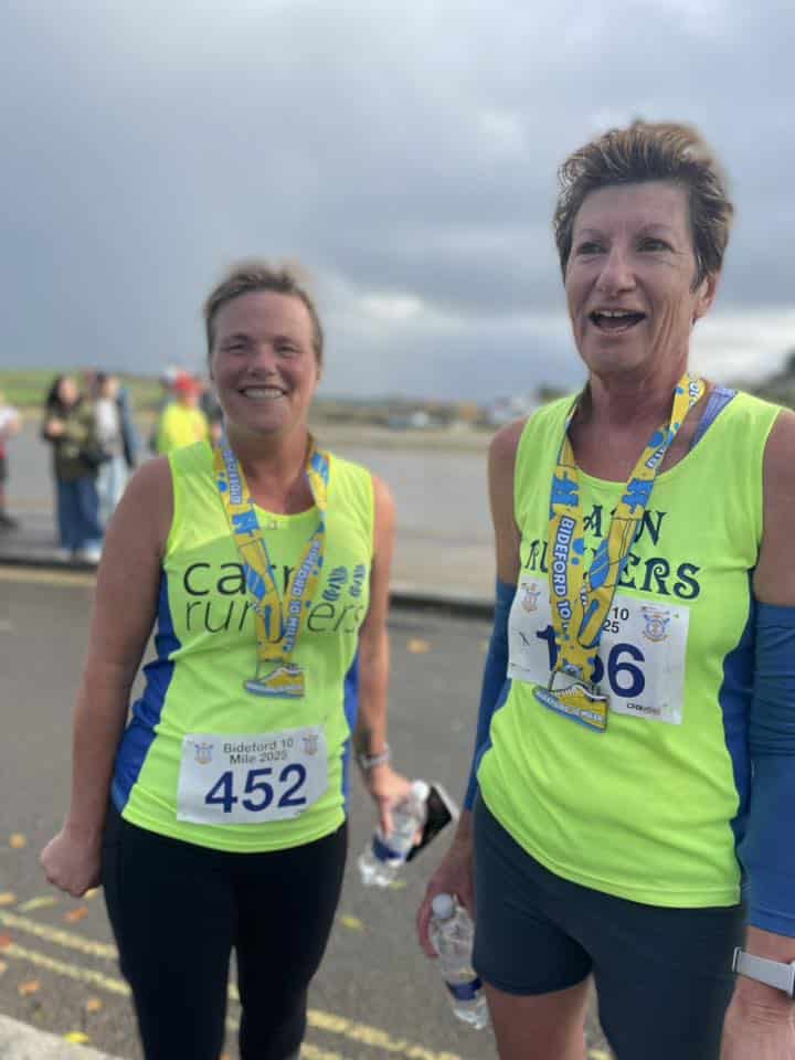 Vicky and Janet at the Bideford 10 Miler finish area