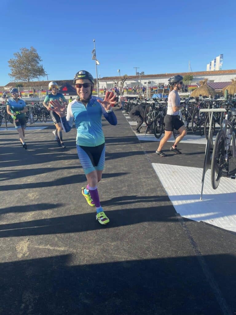 Janet competing at the Ironman 70.3 World Championship