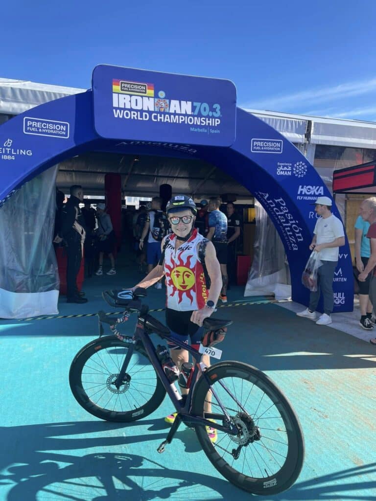 Janet competing at the Ironman 70.3 World Championship