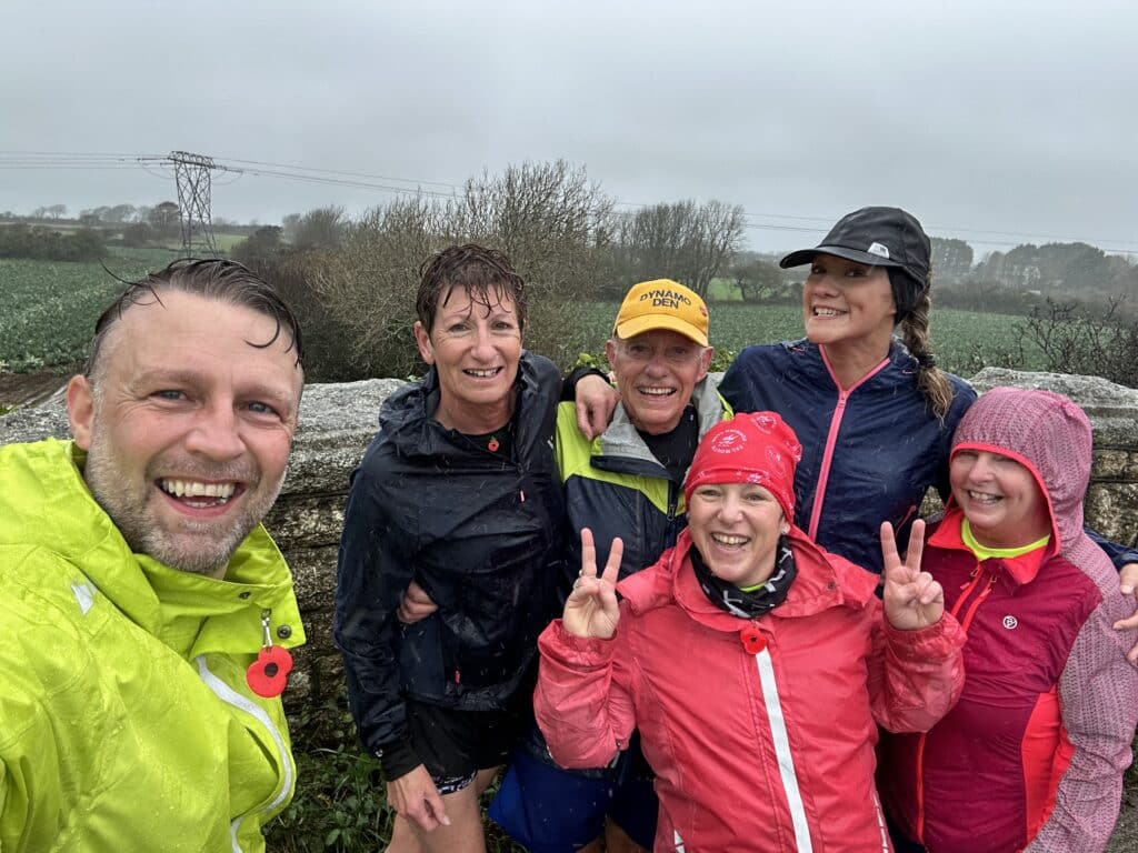 Carn Runners completing the Virtual Warhorse 10K in the rain