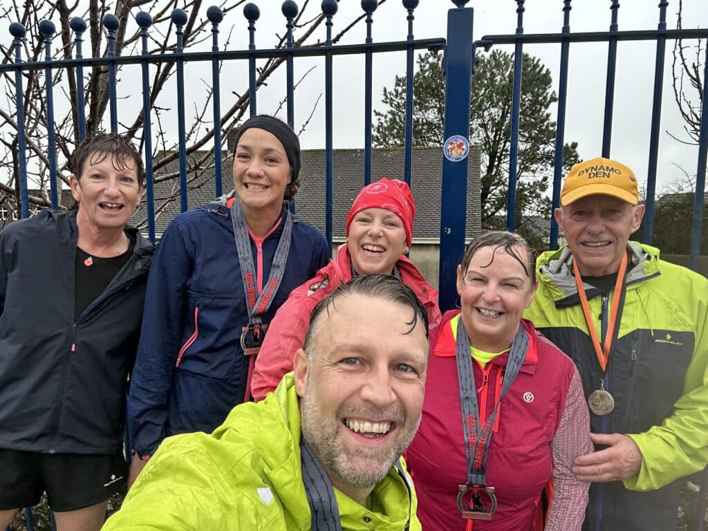 Carn Runners completing the Virtual Warhorse 10K in the rain