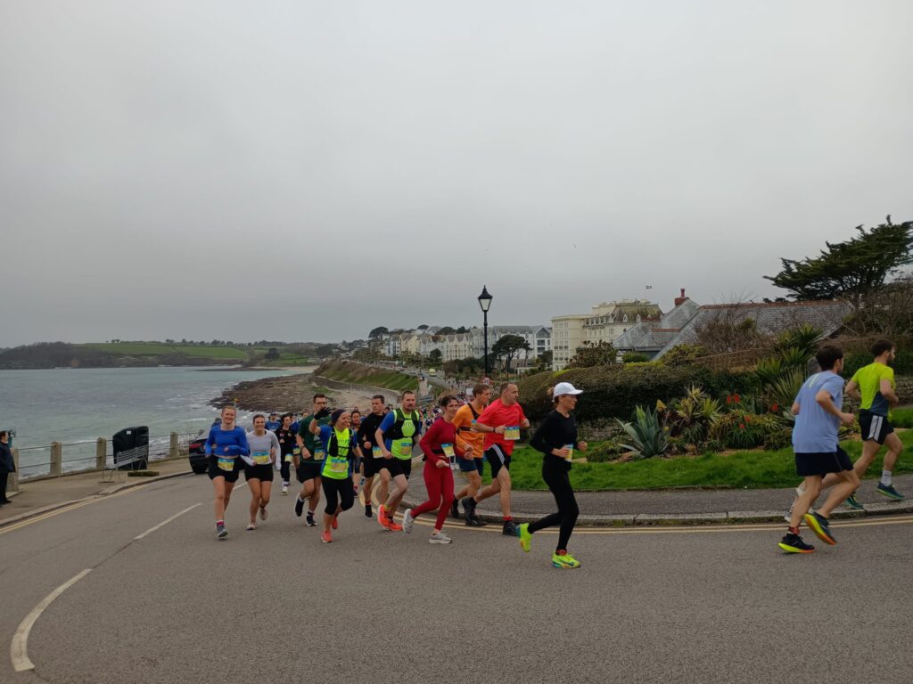 Carn Runners group competing in the Falmouth Half Marathon in Cornwall
