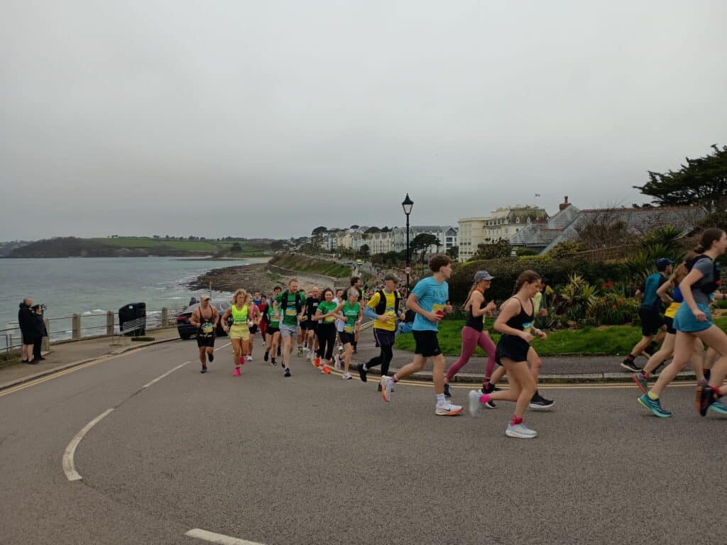Carn Runners group competing in the Falmouth Half Marathon in Cornwall