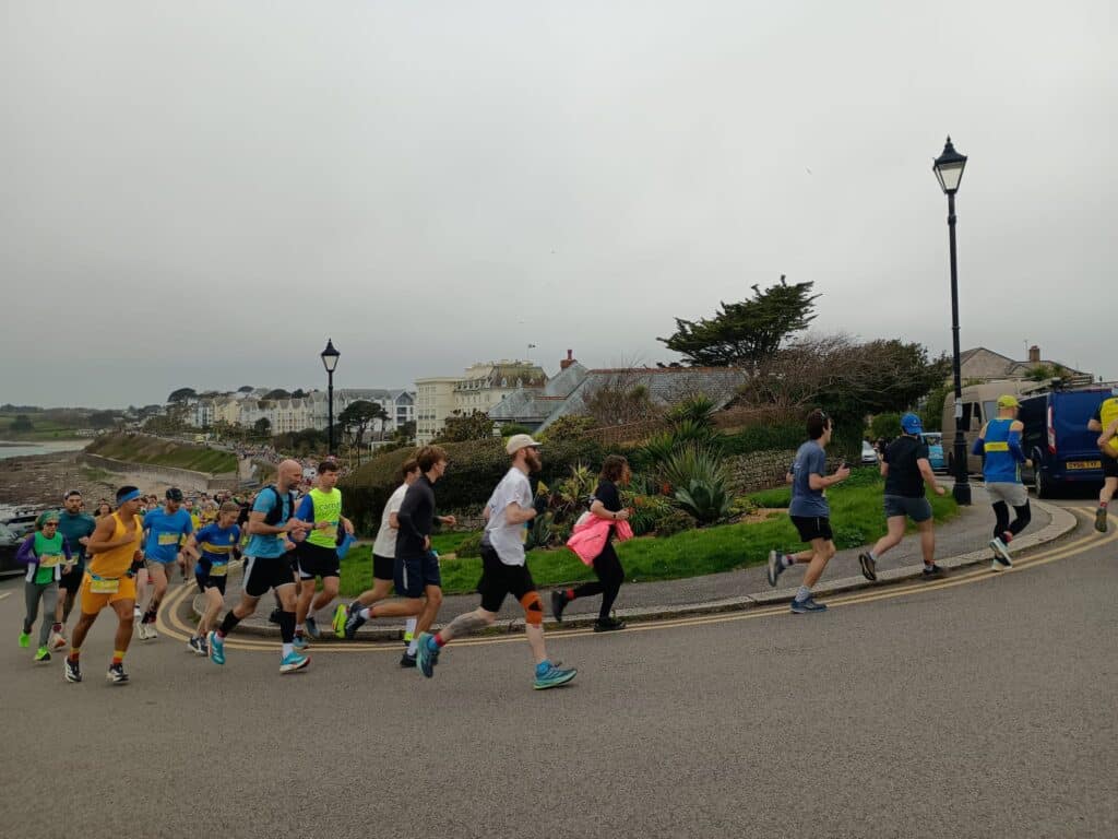 Carn Runners group competing in the Falmouth Half Marathon in Cornwall