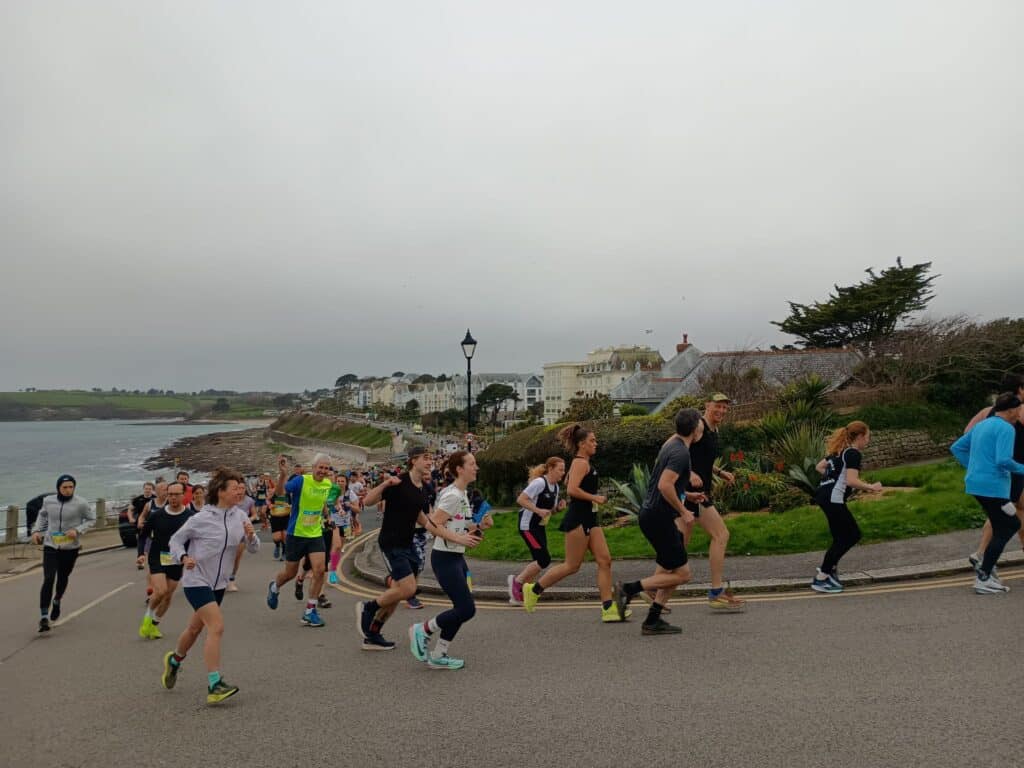 Carn Runners group competing in the Falmouth Half Marathon in Cornwall