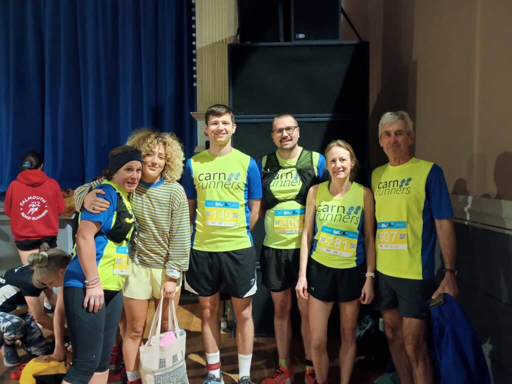 Carn Runners group competing in the Falmouth Half Marathon in Cornwall