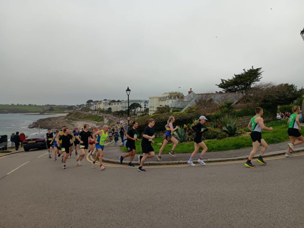 Carn Runners group competing in the Falmouth Half Marathon in Cornwall
