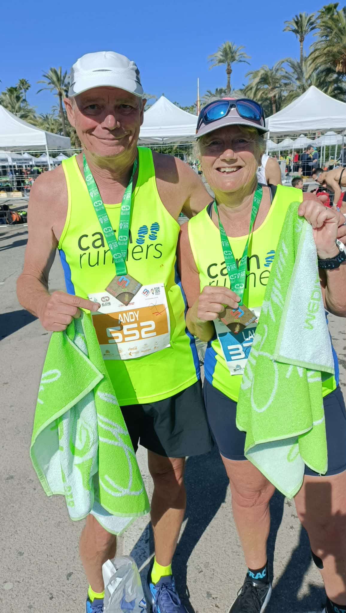 Carn Runners taking part in the Elche Half Marathon and 10km race in Spain