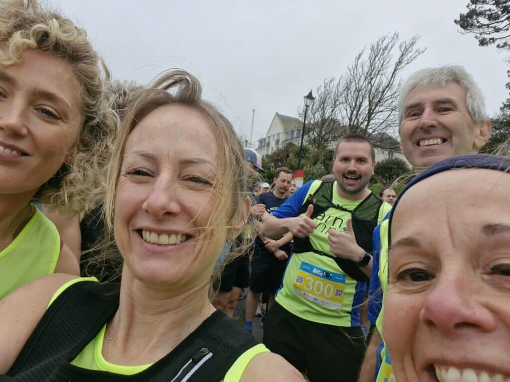 Carn Runners group competing in the Falmouth Half Marathon in Cornwall