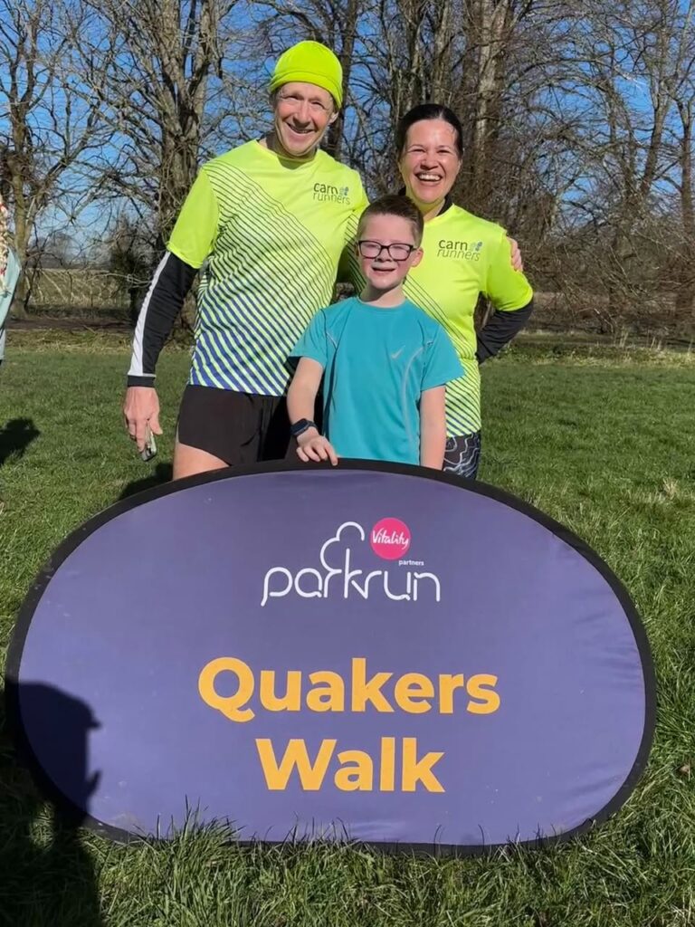 The Webb family representing Carn Runners during parkrun tourism at Bushy Park