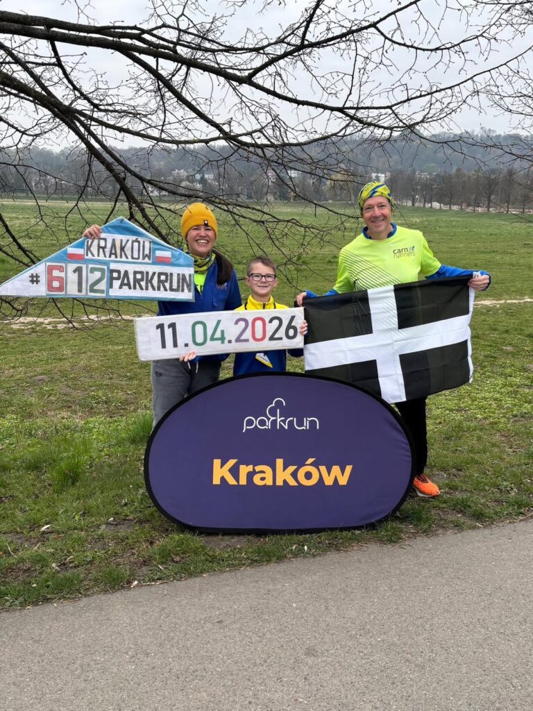 The Webb family representing Carn Runners during parkrun tourism at Bushy Park