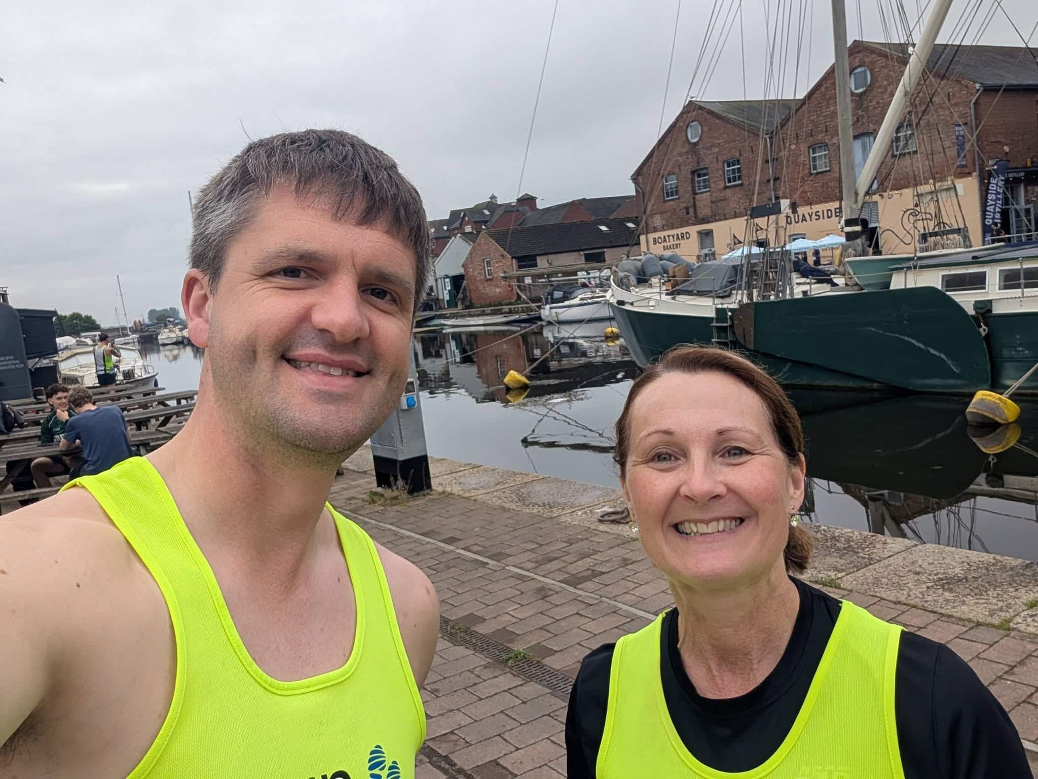 Carn Runners James and Claire completing the Exeter Marathon with strong performances