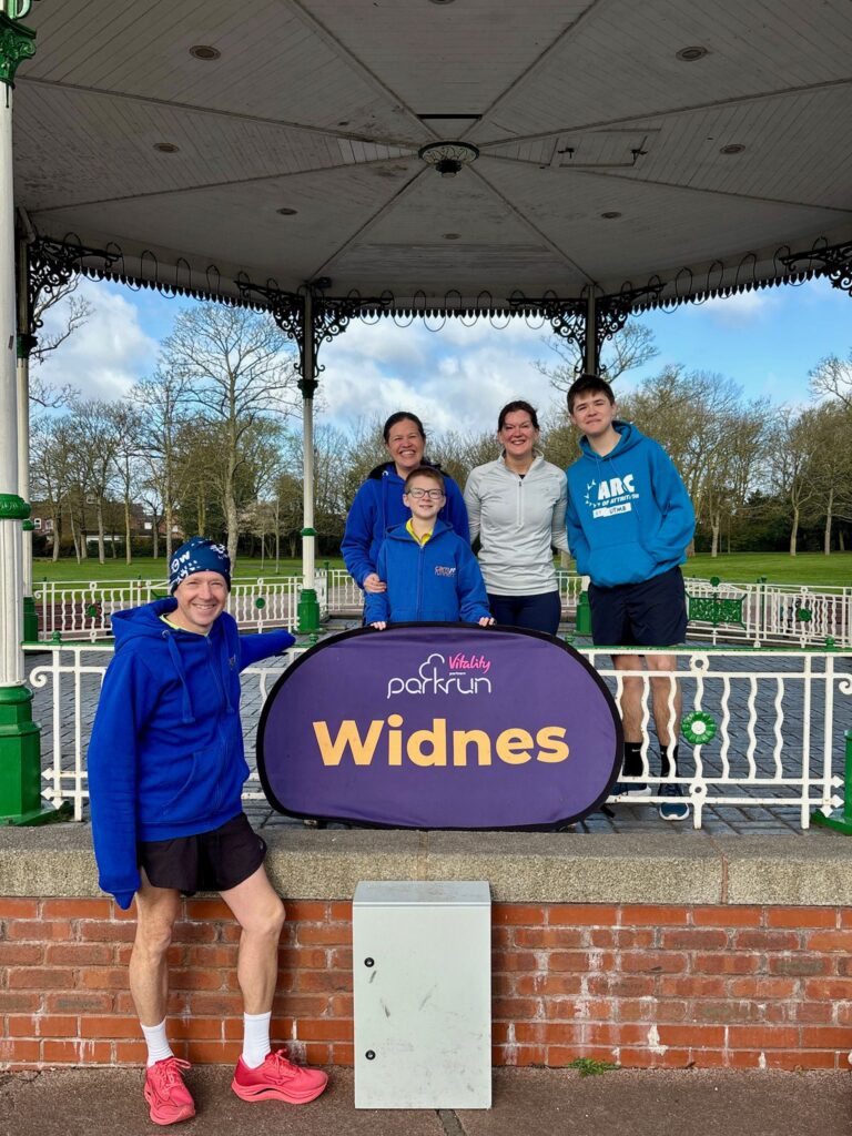 The Webb family representing Carn Runners during parkrun tourism at Bushy Park
