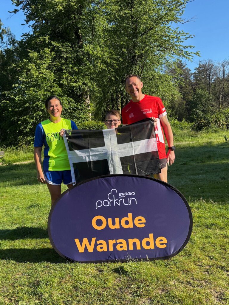 The Webb family representing Carn Runners during parkrun tourism at Bushy Park