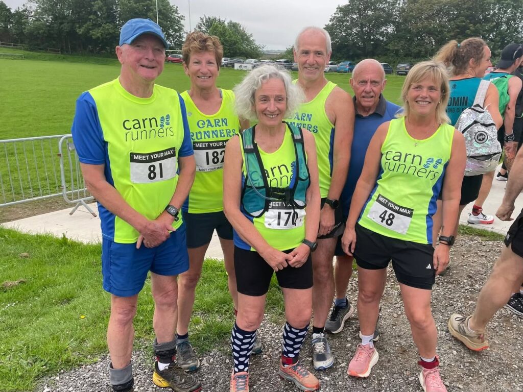 Carn Runners competing at the Meet Your Max 10K multi-terrain race near Truro