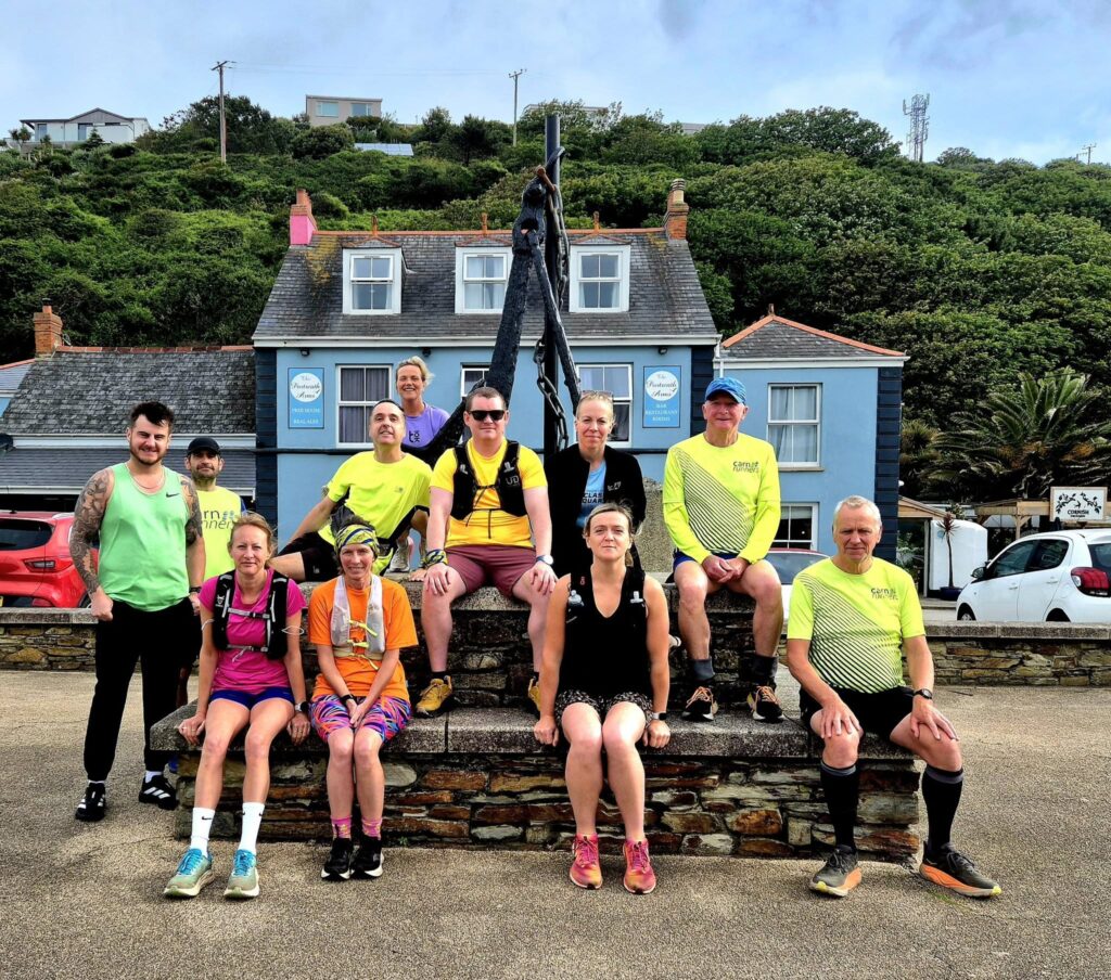Carn Runners Sunday social run in Portreath with runners celebrating new distance milestones