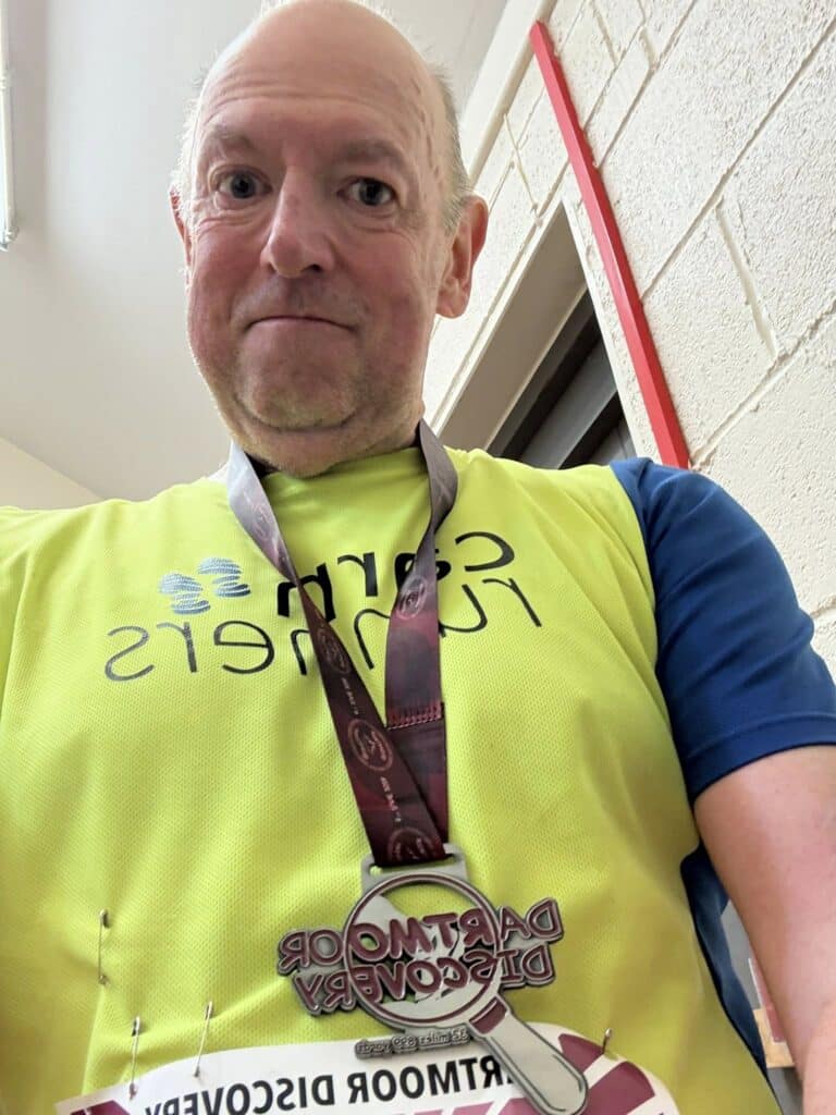 Carn Runners member Tony Chapman competing in the Dartmoor Discovery 50K ultra marathon