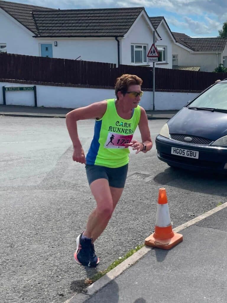 Carn Runners member Janet competing at the Totnes Ladies 10K