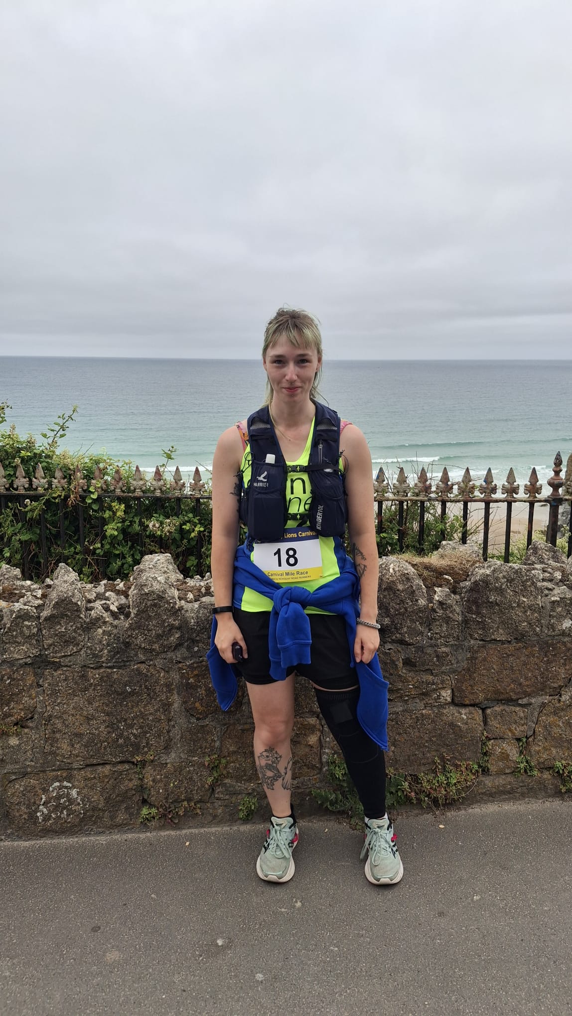 Carn Runners member Rosie competing at the Newquay Carnival Mile and achieving a new personal best