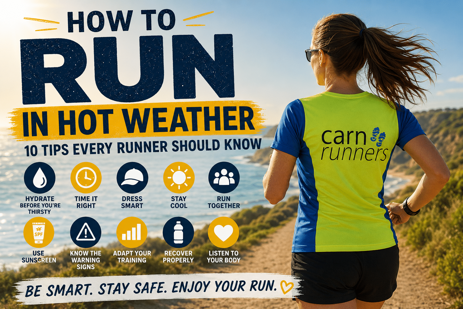 Runner training on a sunny summer day while staying hydrated