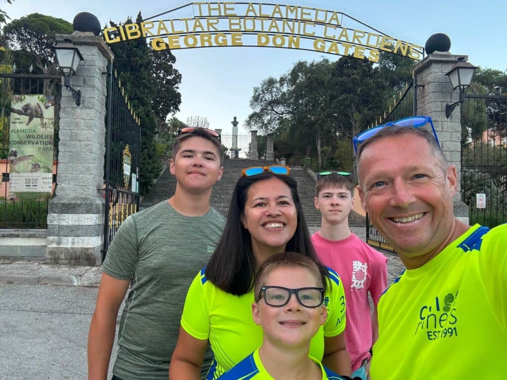 The Webbs completing Gibraltar Botanical Gardens parkrun as part of their parkrun Alphabet Challenge