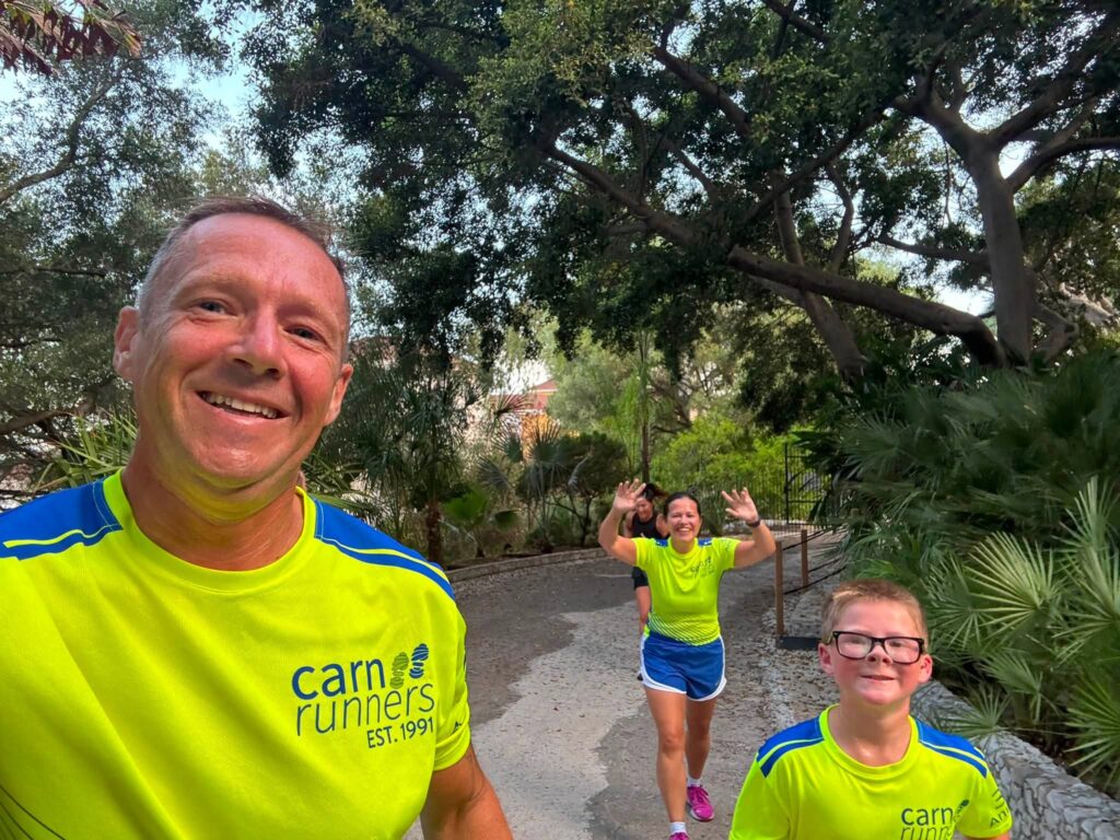 The Webbs completing Gibraltar Botanical Gardens parkrun as part of their parkrun Alphabet Challenge