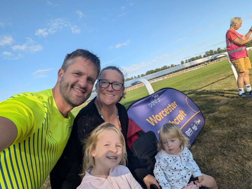 Carn Runners members taking part in an all-sand beach race and meeting at Pitchcroft parkrun in Worcester